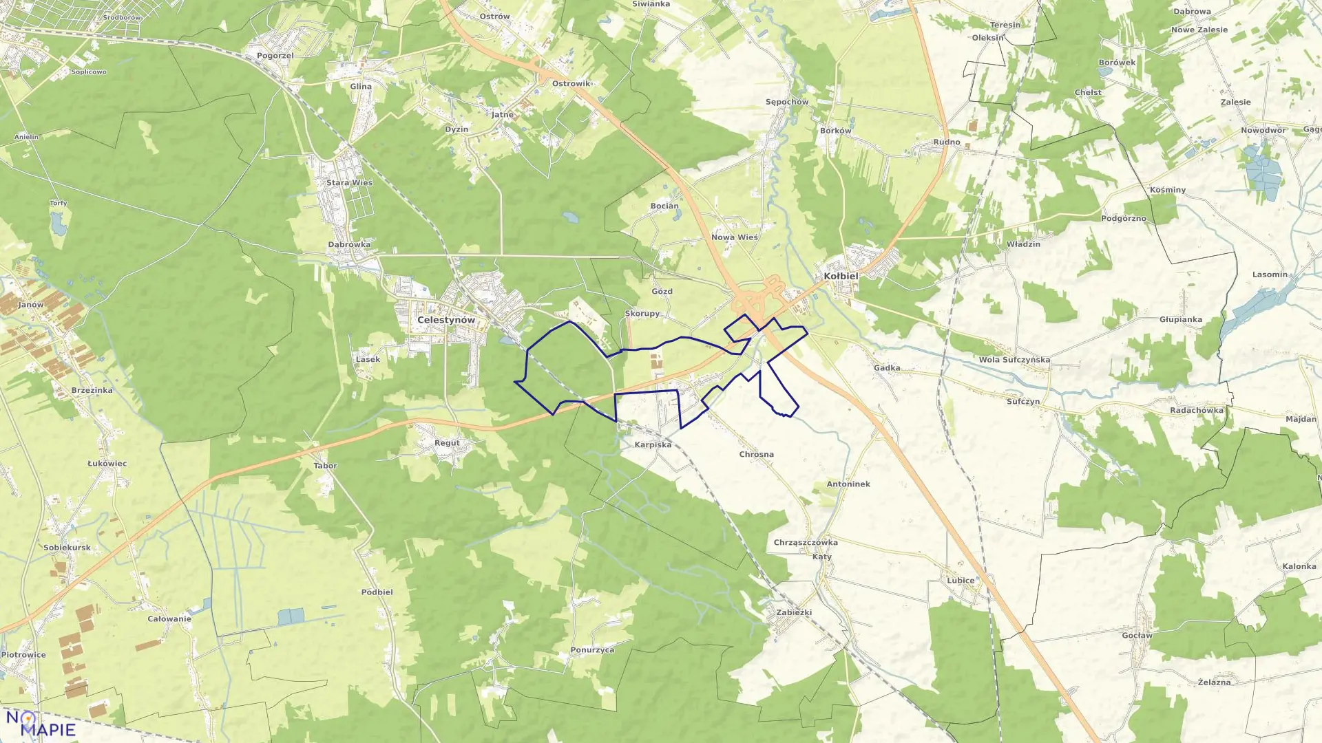 Mapa obrębu CZŁEKÓWKA w gminie Kołbiel