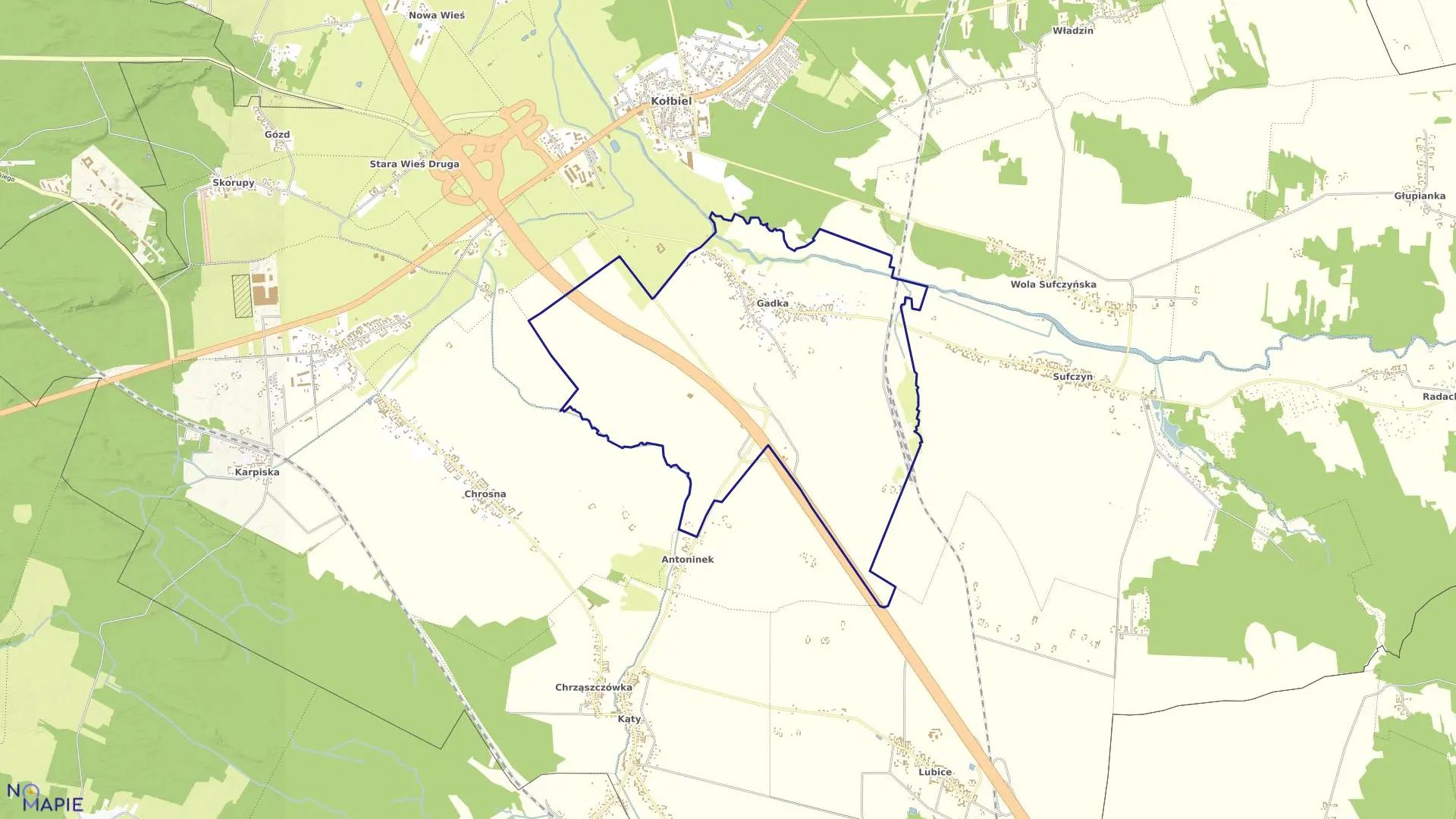 Mapa obrębu GADKA w gminie Kołbiel