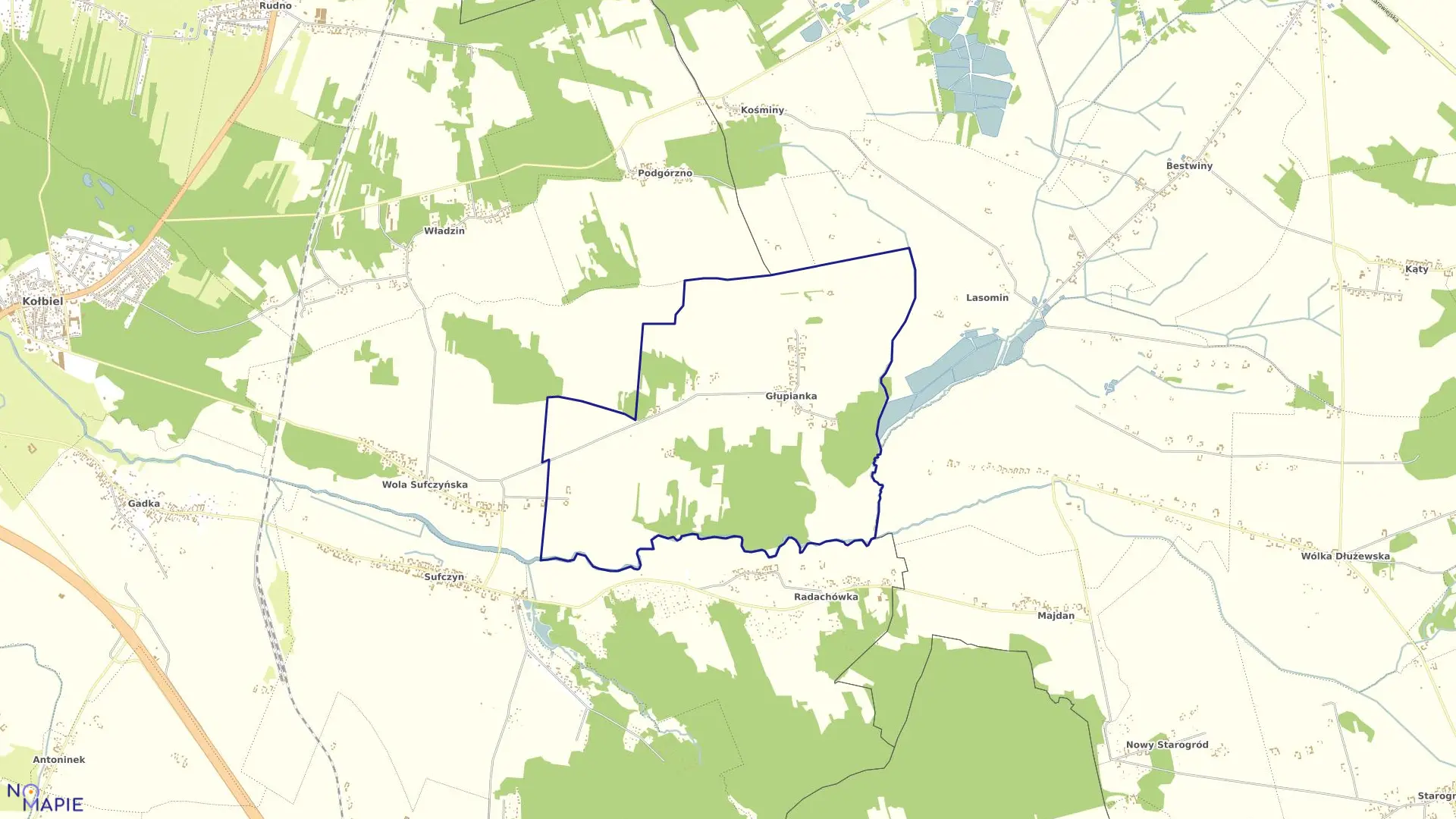 Mapa obrębu GŁUPIANKA w gminie Kołbiel