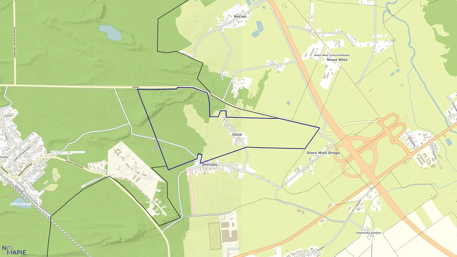 Mapa obrębu GÓZD w gminie Kołbiel