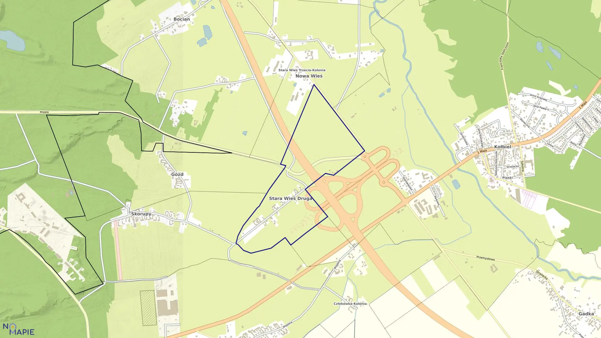 Mapa obrębu STARA WIEŚ DRUGA w gminie Kołbiel