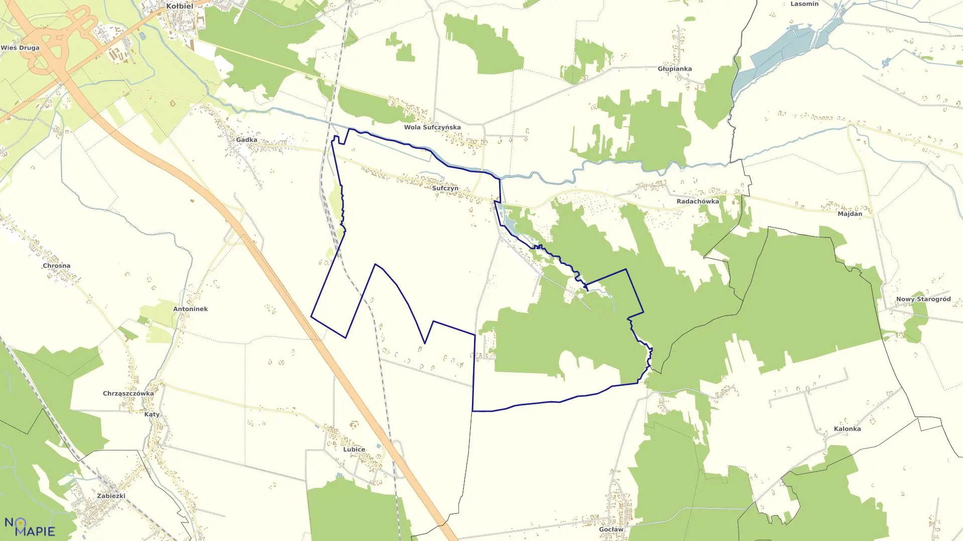 Mapa obrębu SUFCZYN w gminie Kołbiel